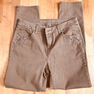 Chico’s Tan Jeans with Embellished Pockets
